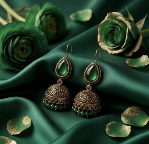 Green Pearl Jhumka